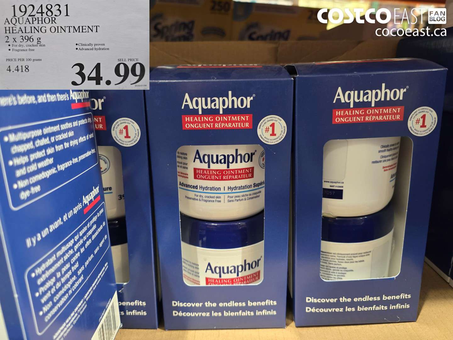 1924831 AQUAPHOR HEALING OINTMENT 2 X 396 G $34.99