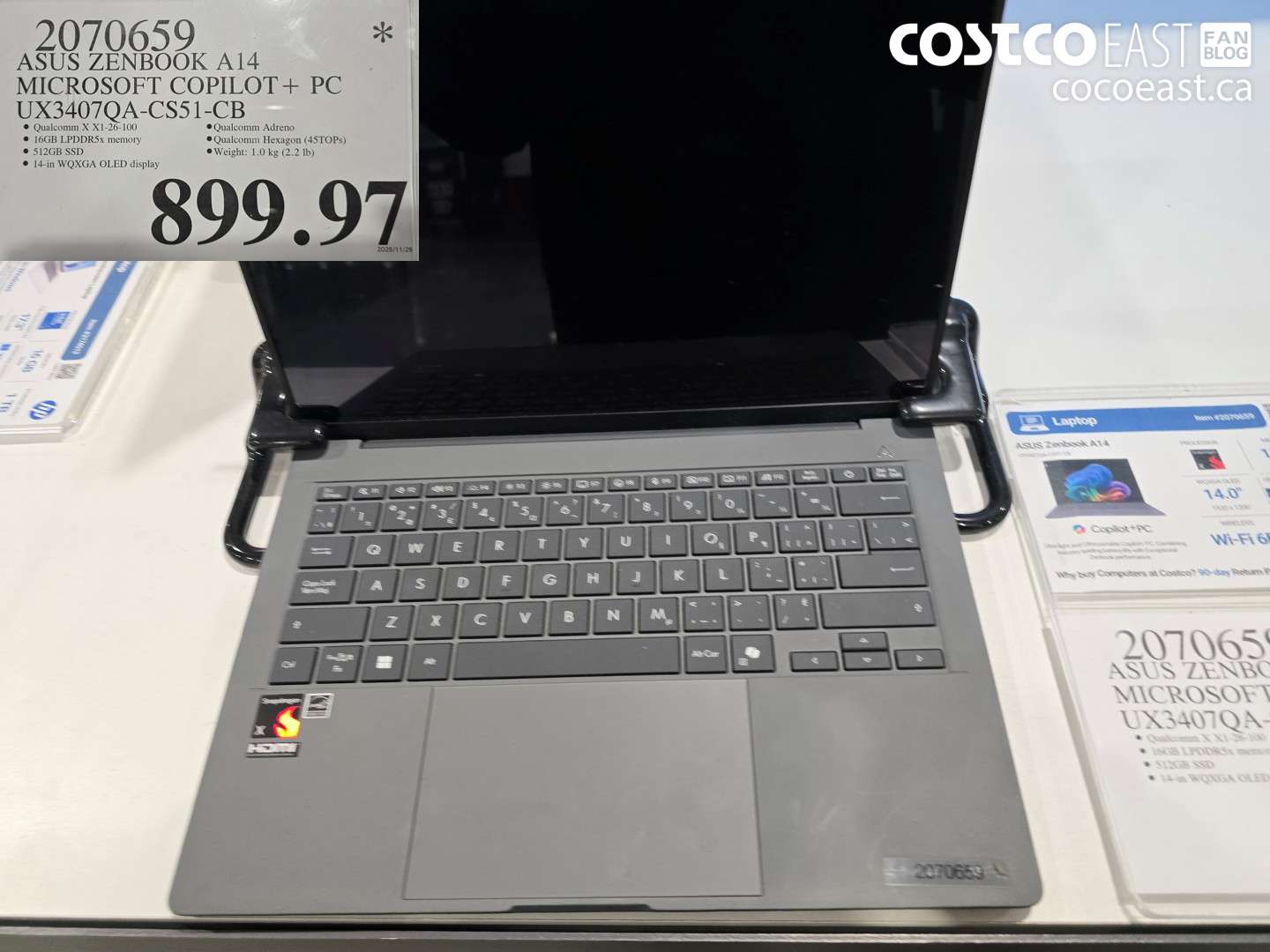 2070659 ASUS ZENBOOK A114 MICROSOFT COPILOT+ PC UX3407QA- CS51 CB $899.97