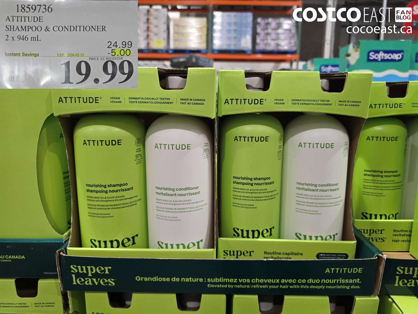 1859736 ATTITUDE SHAMPOO + CONDITIONER 2 x 946 mL ($5.00 INSTANT SAVINGS EXPIRES ON 2026-02-15) $19.99