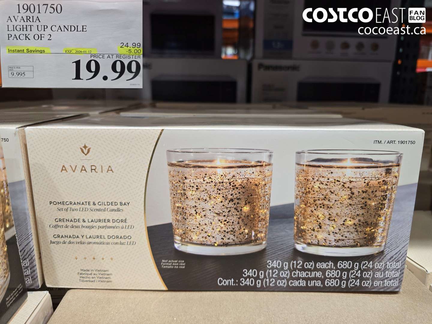1901750 AVARIA LIGHT UP CANDLE PACK OF 2 ($5.00 INSTANT SAVINGS EXPIRES ON 2026-01-12) $19.99