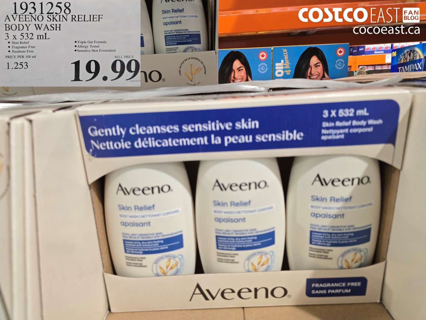 1931258 AVEENO SKIN RELIEF BODY WASH 3 X 532 ML $19.99