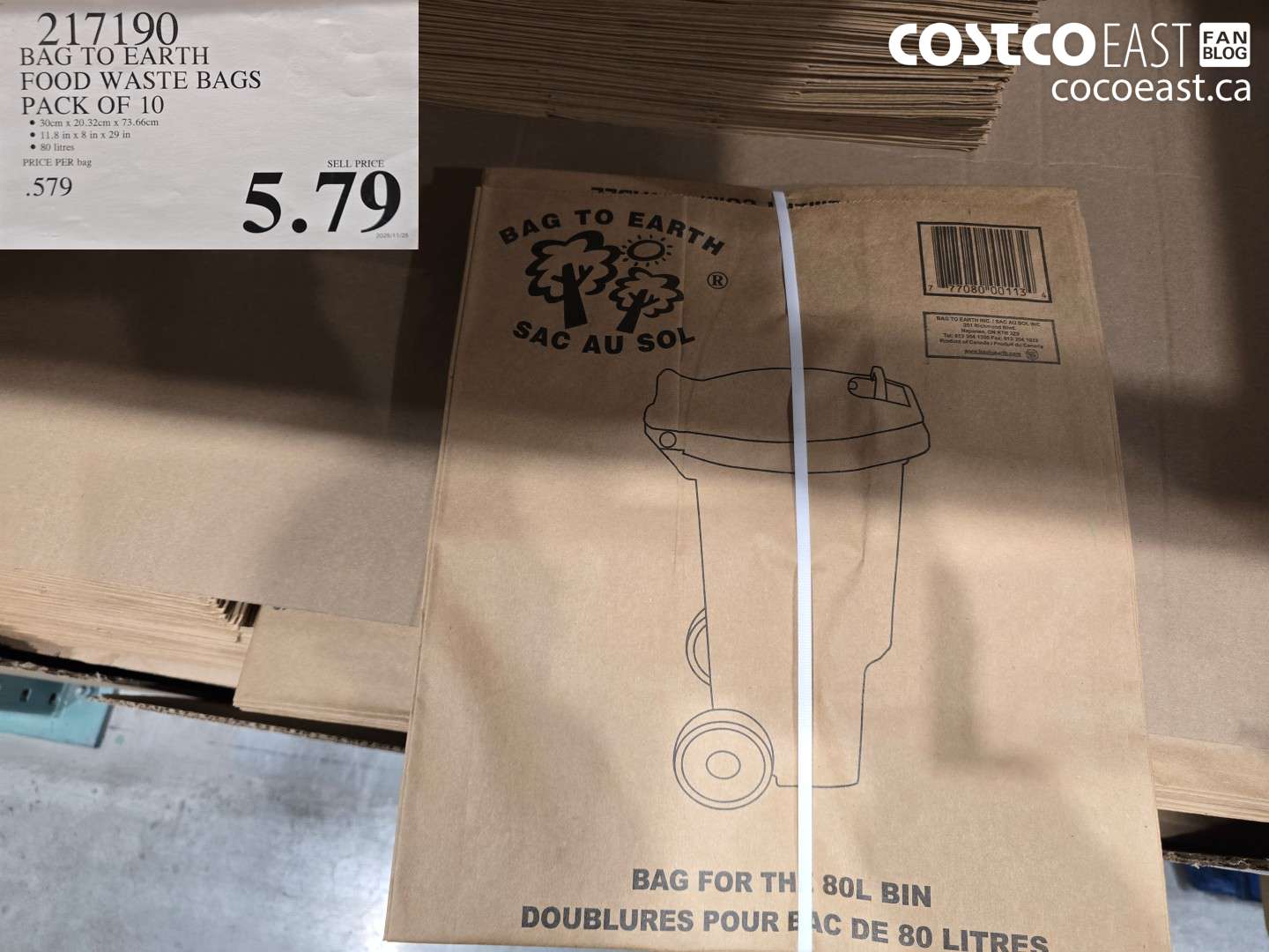 217190 BAG TO EARTH FOOD WASTE BAGS PACK OF 10 $5.79