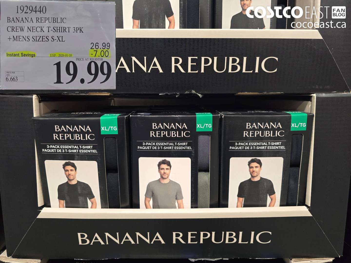 1929440 BANANA REPUBLIC CREW NECK T-SHIRT 3PK + MENS SIZES S-XL ($7.00 INSTANT SAVINGS EXPIRES ON 2026-01-18) $19.99