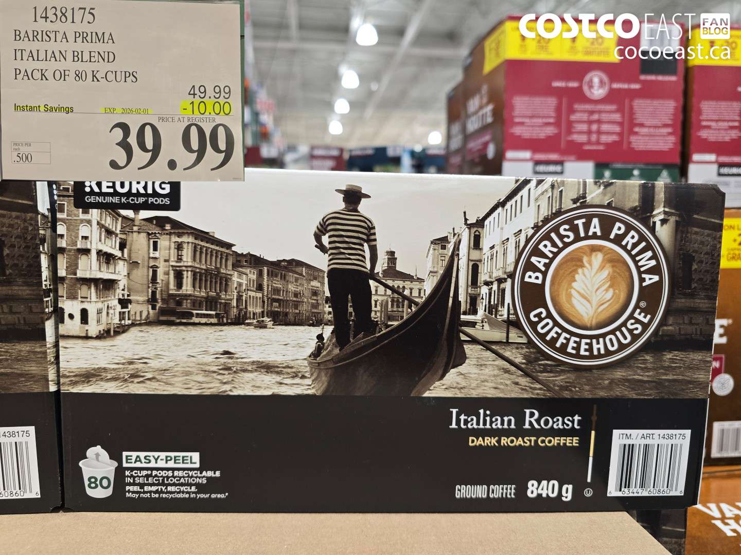 1438175 BARISTA PRIMA ITALIAN BLEND K-CUPS 80 COUNT ($10.00 INSTANT SAVINGS EXPIRES ON 2026-02-01) $39.99