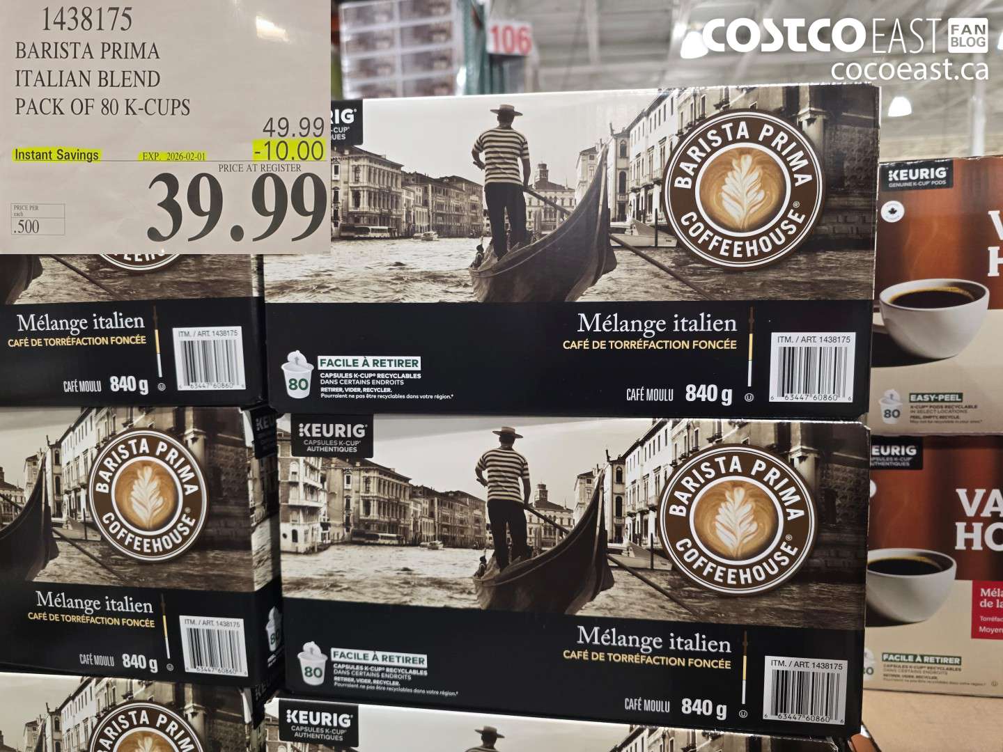 1438175 BARISTA PRIMA ITALIAN BLEND PACK OF 80 K-CUPS ($10.00 INSTANT SAVINGS EXPIRES ON 2026-02-01) $39.99