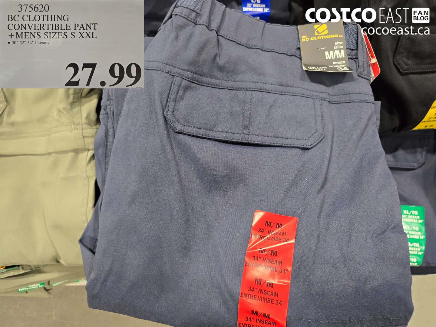 375620 BC CLOTHING CONVERTIBLE PANT MENS SIZES S-XXL $27.99