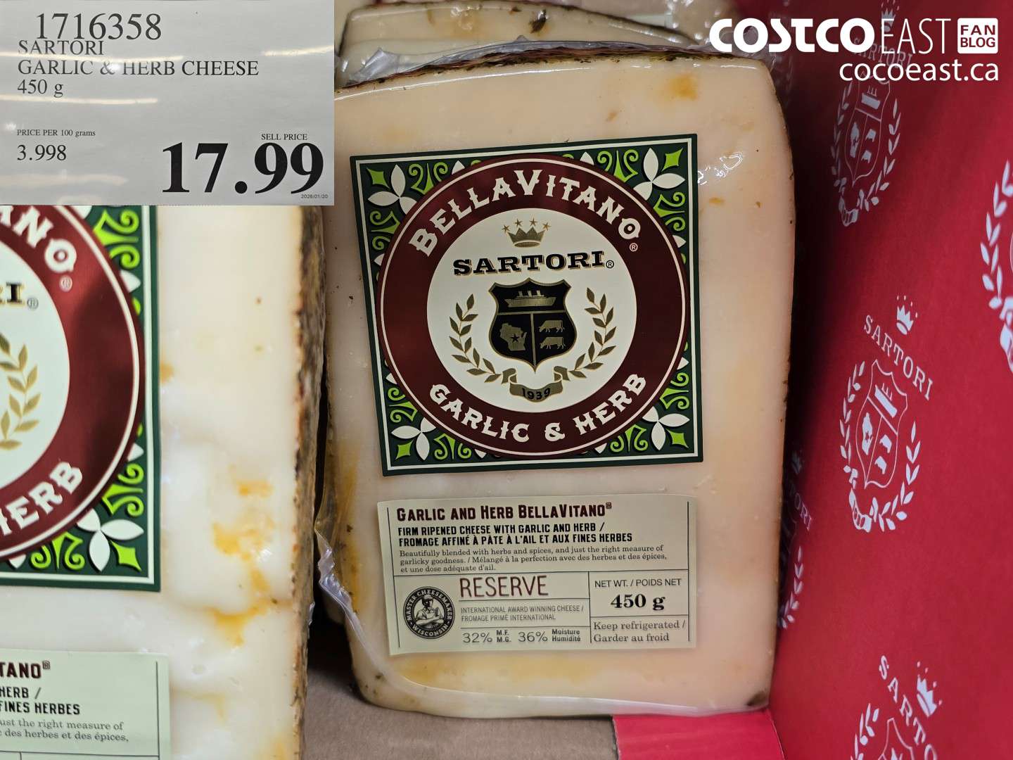 1716358 BELLAVITANO GARLIC & HERB CHEESE 450 g $17.99