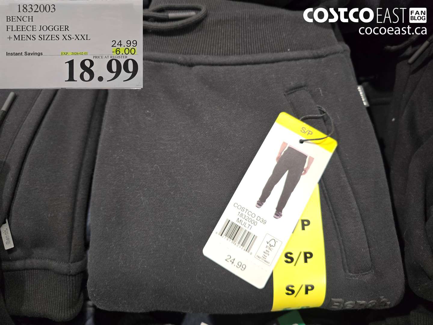1832003 BENCH FLEECE JOGGER +MENS SIZES S-XXL ($6.00 INSTANT SAVINGS EXPIRES ON 2026-02-01) $18.99