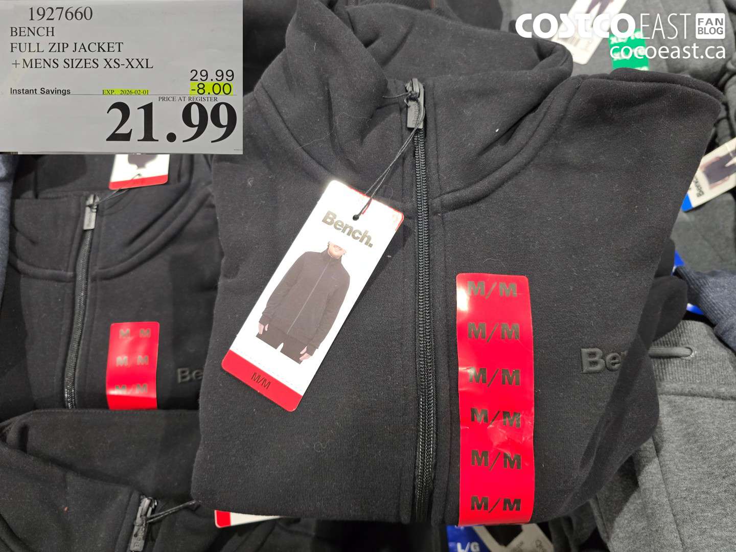 1927660 BENCH FULL ZIP JACKET + MENS SIZES XS-XXL ($8.00 INSTANT SAVINGS EXPIRES ON 2026-02-01) $21.99