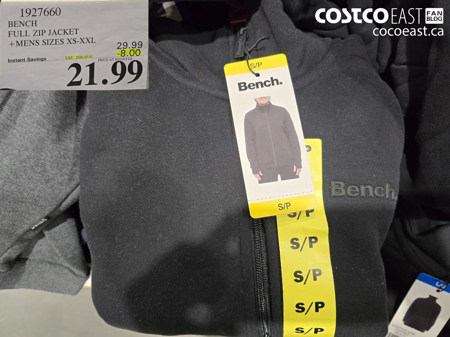 1927660 BENCH FULL ZIP JACKET + MENS SIZES XS-XXL ($8.00 INSTANT SAVINGS EXPIRES ON 2026-02-01) $21.99