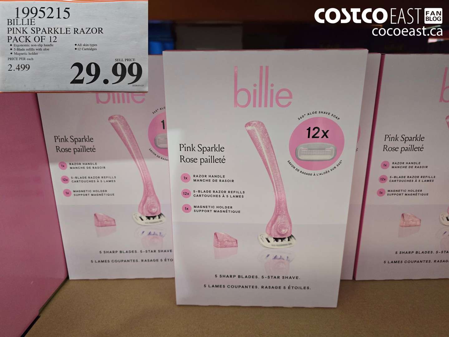 1995215 BILLIE PINK SPARKLE RAZOR PACK OF 12 $29.99