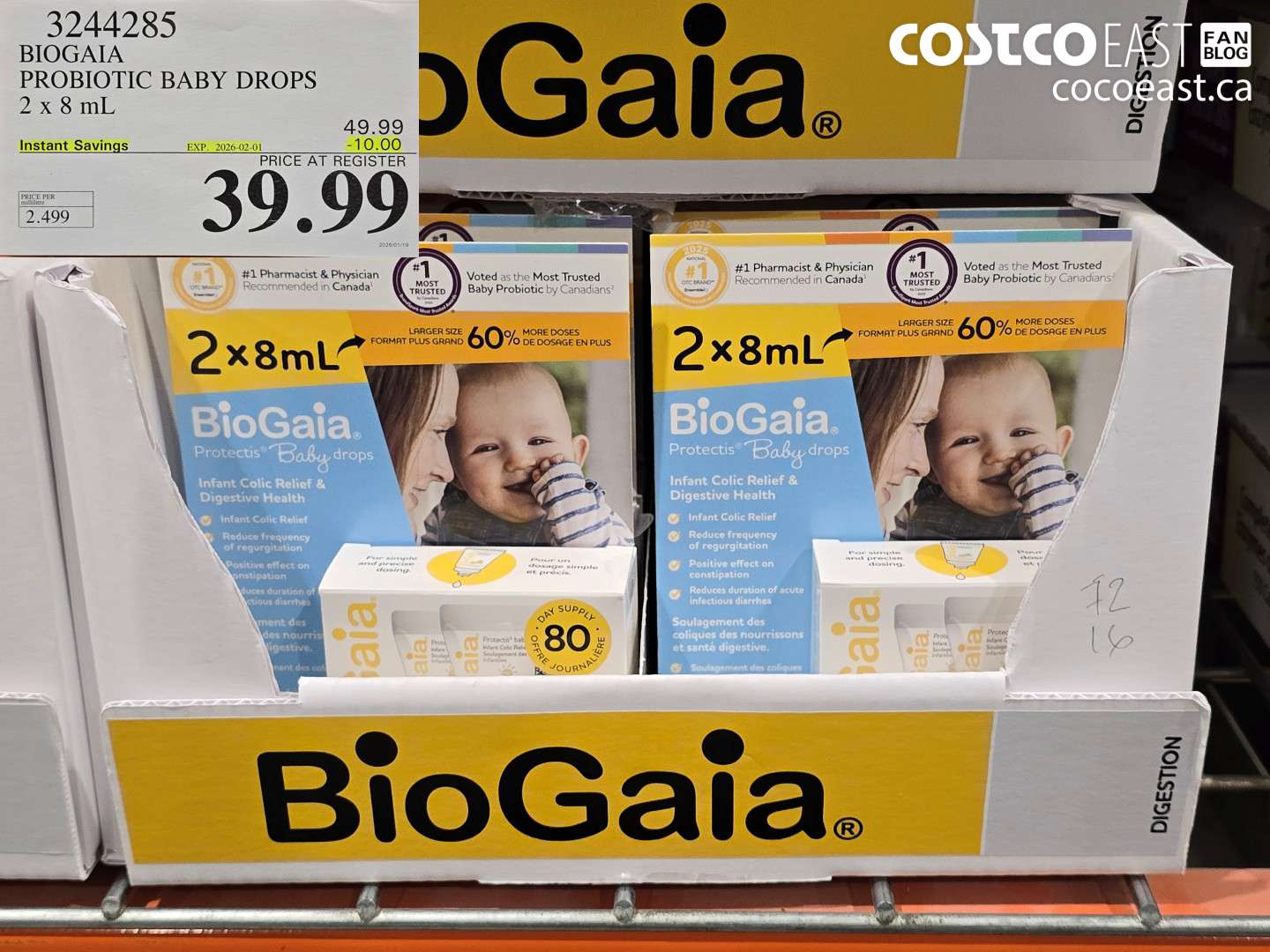 3244285 BIOGAIA PROBIOTIC BABY DROPS 2x8 mL ($10.00 INSTANT SAVINGS EXPIRES ON 2026-02-01) $39.99