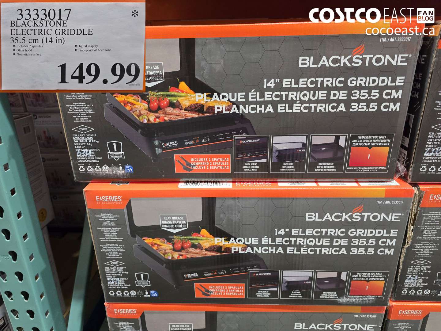 3333017 BLACKSTONE ELECTRIC GRIDDLE 35.5 CM (14 IN) $149.99