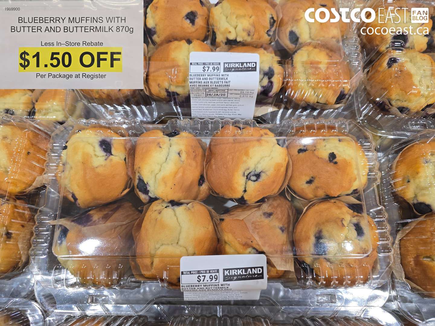 1989900 BLUEBERRY MUFFINS WITH BUTTER AND BUTTERMILK 870G ($1.50 INSTANT SAVINGS)