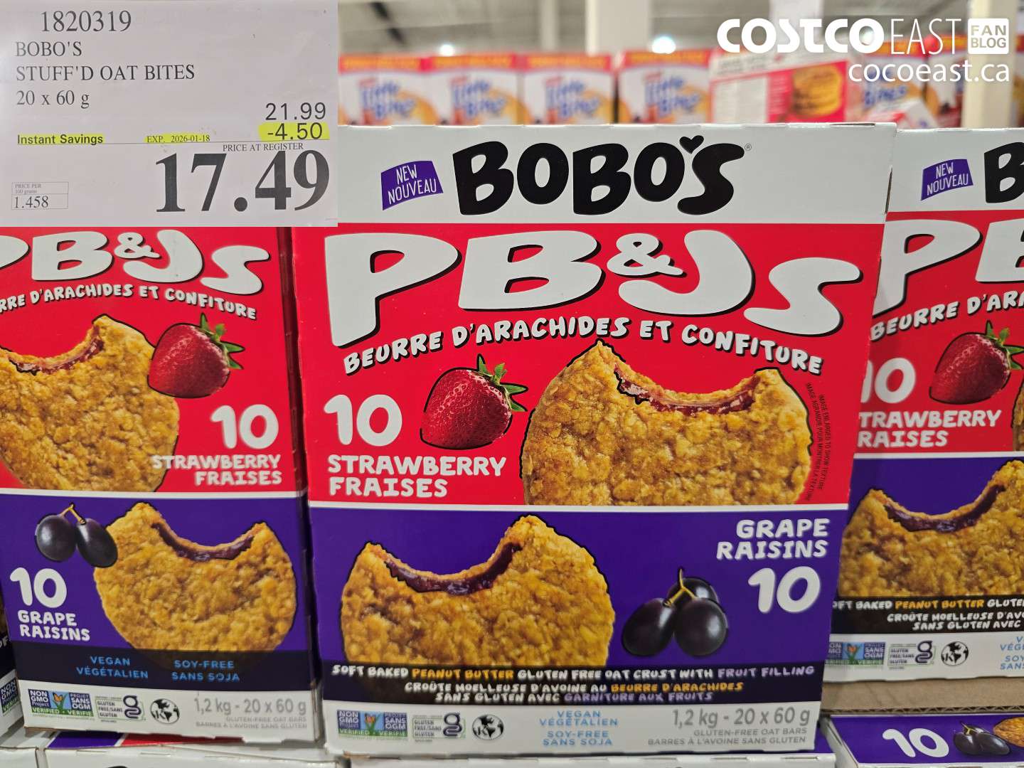 1820319 BOBO'S STUFF'D OAT BITES 20 x 60 g ($4.50 INSTANT SAVINGS EXPIRES ON 2026-01-18) $17.49