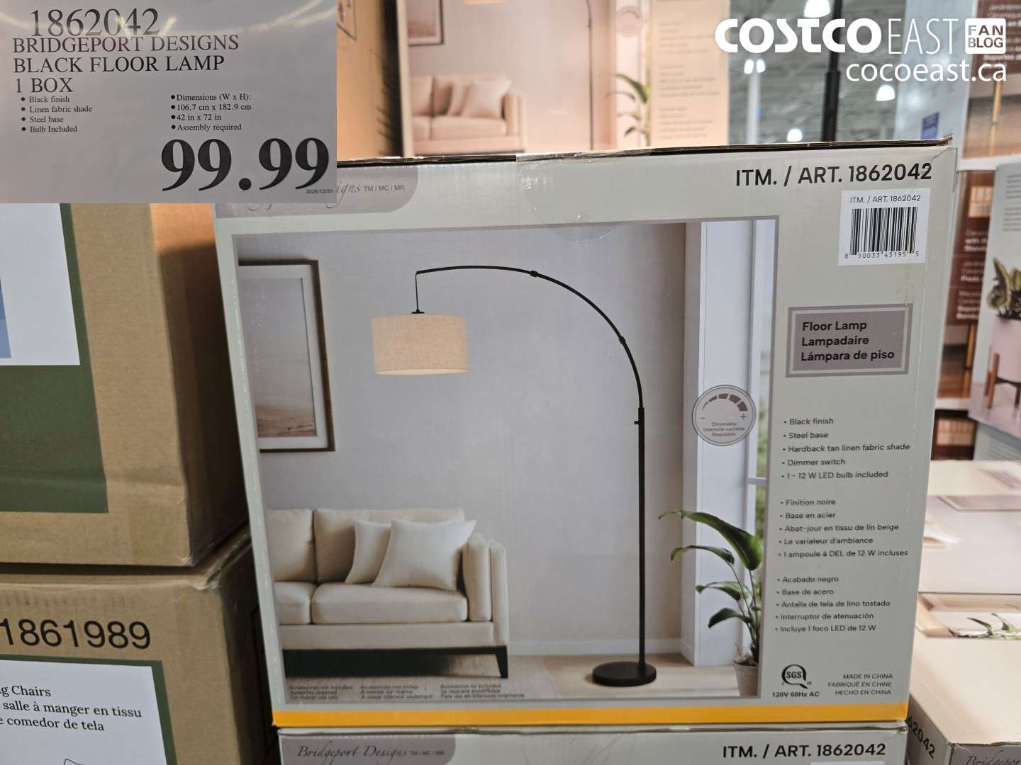 1862042 BRIDGEPORT DESIGNS BLACK FLOOR LAMP 1 BOX $99.99