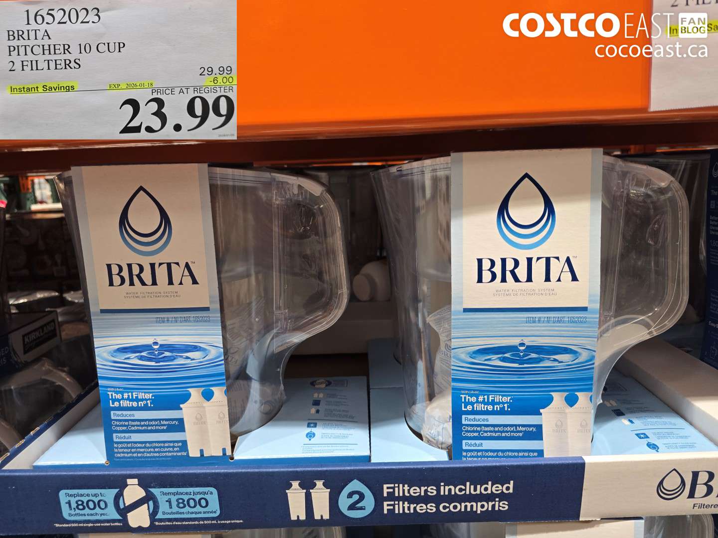 1652023 BRITA PITCHER 10 CUP 2 FILTERS ($6.00 INSTANT SAVINGS EXPIRES ON 2026-01-18) $23.99