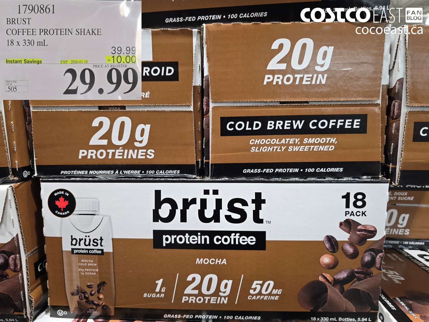 1790861 BRUST COFFEE PROTEIN COFFEE 18 x 330 mL ($10.00 INSTANT SAVINGS EXPIRES ON 2026-01-18) $29.99