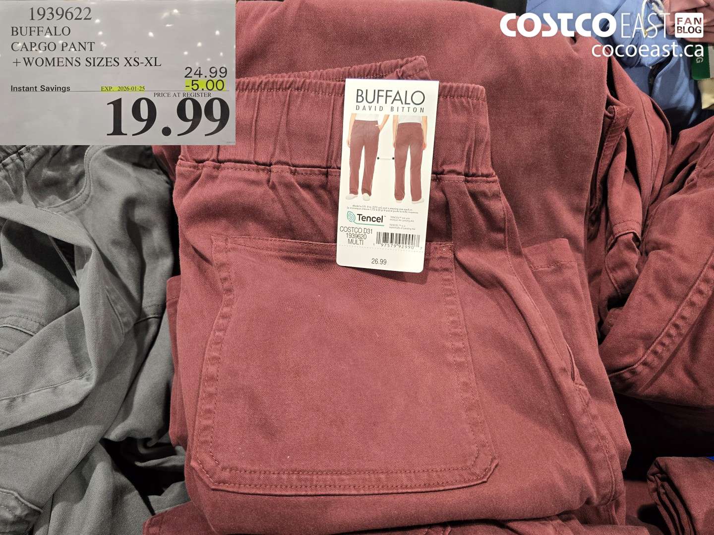 1939622 BUFFALO CARGO PANT +WOMENS SIZES XS-XL ($5.00 INSTANT SAVINGS EXPIRES ON 2026-01-25) $19.99