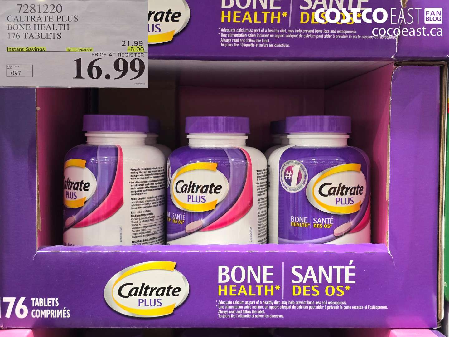 7281220 CALTRATE PLUS BONE HEALTH 176 TABLETS ($5.00 INSTANT SAVINGS EXPIRES ON 2026-02-01) $16.99