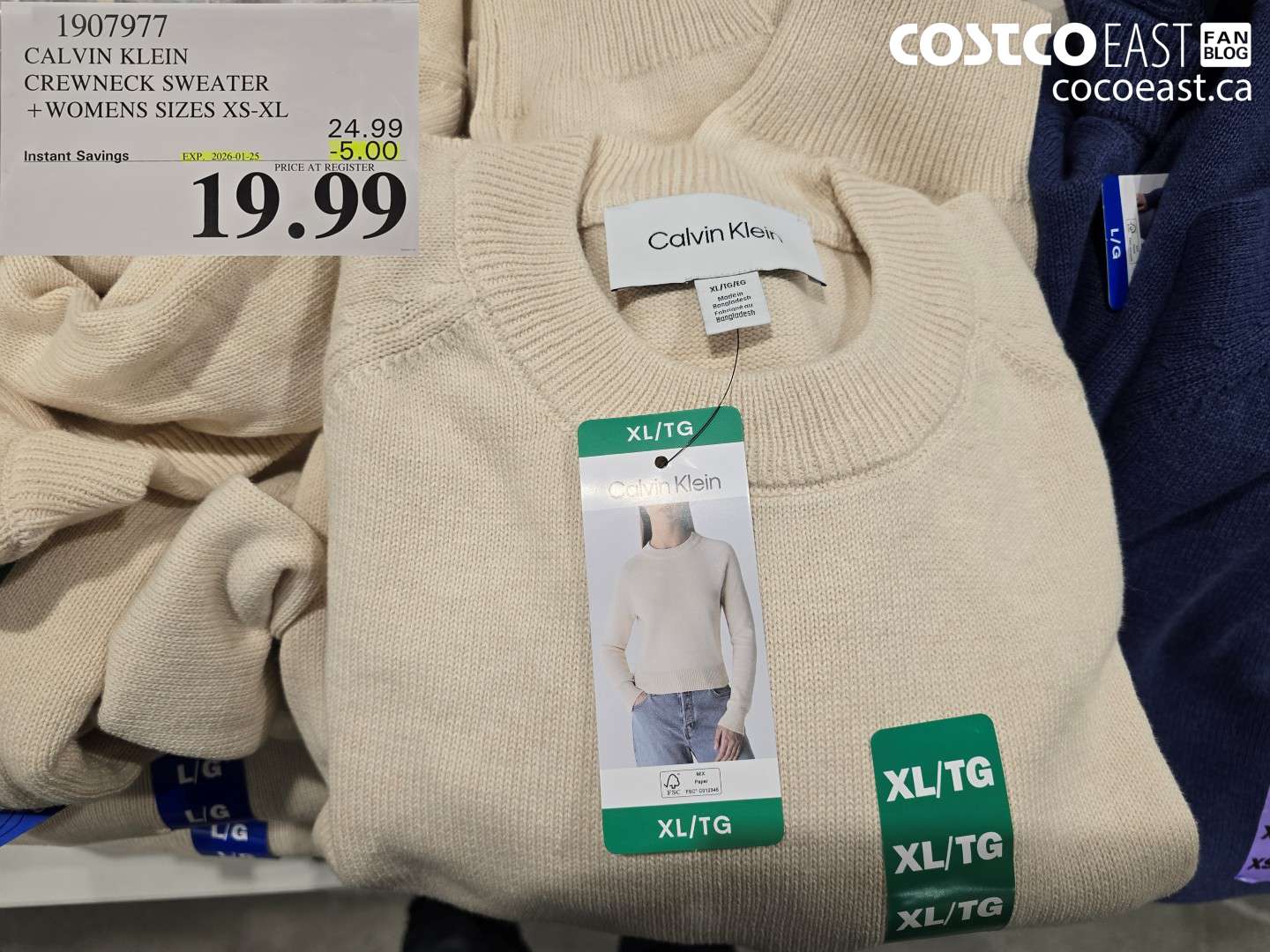 1907977 CALVIN KLEIN CREWNECK SWEATER +WOMENS SIZES XS-XL ($5.00 INSTANT SAVINGS EXPIRES ON 2026-01-25) $19.99