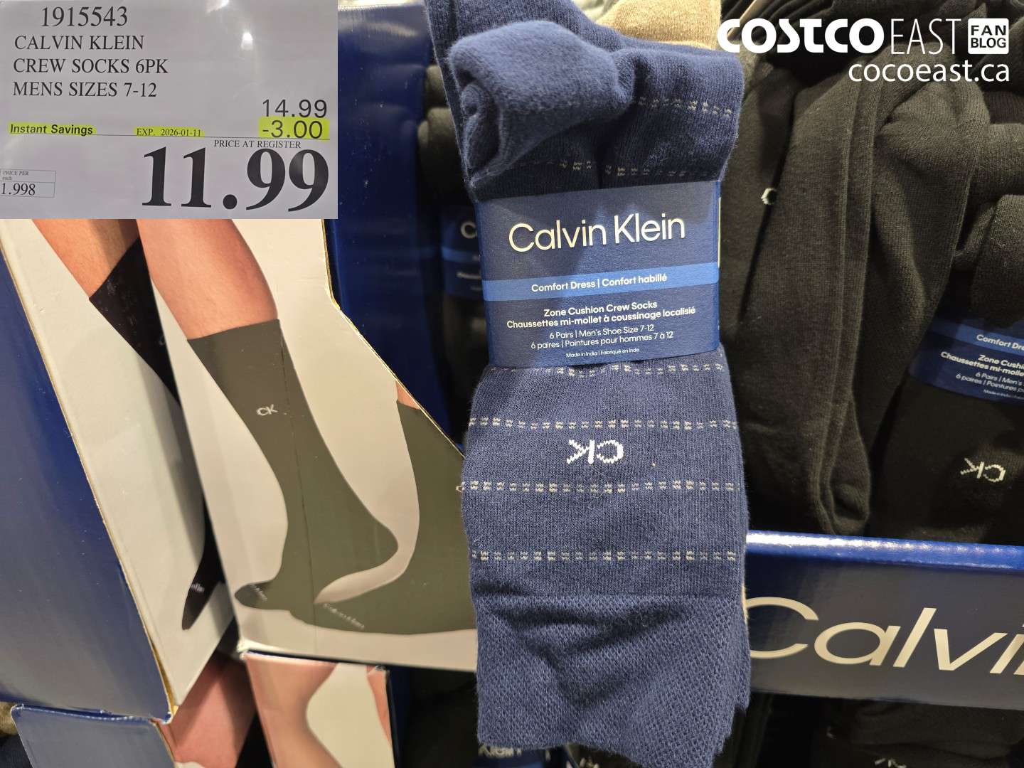 1915543 CALVIN KLEIN CREW SOCKS 6PK MENS SIZES 7-12 ($3.00 INSTANT SAVINGS EXPIRES ON 2026-01-11) $11.99