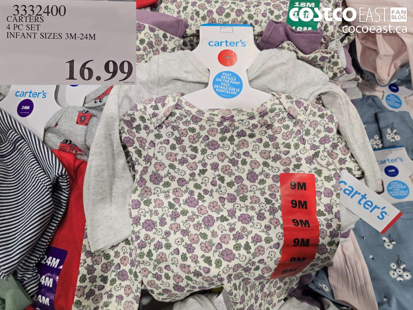 3332400 CARTERS 4 PC SET INFANT SIZES 3M-24M $16.99