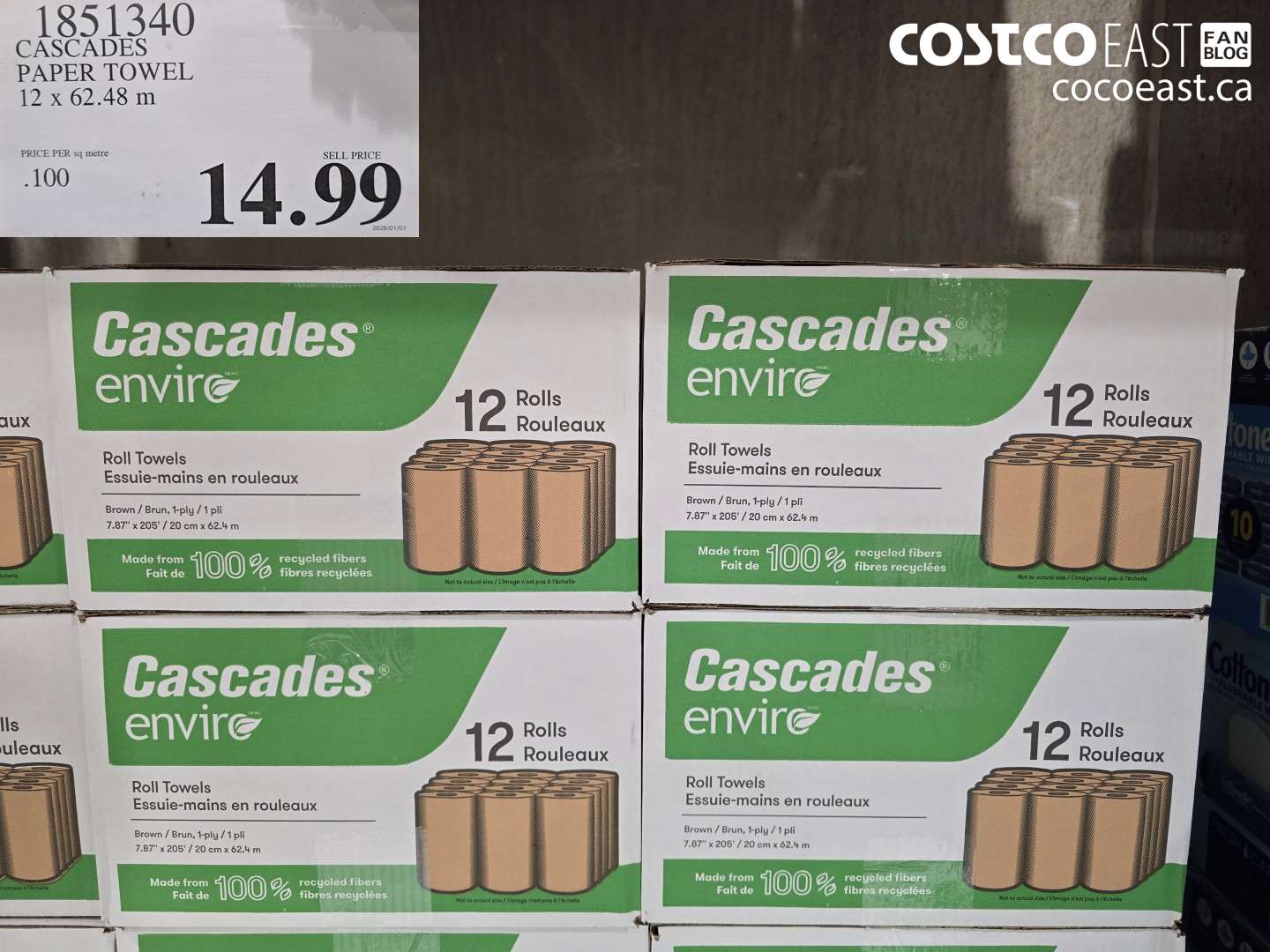 1851340 CASCADES PAPER TOWEL 12 x 62.48 m $14.99