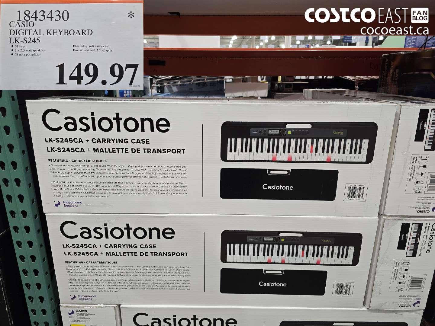 1843430 CASIO DIGITAL KEYBOARD LK-S245 $149.97