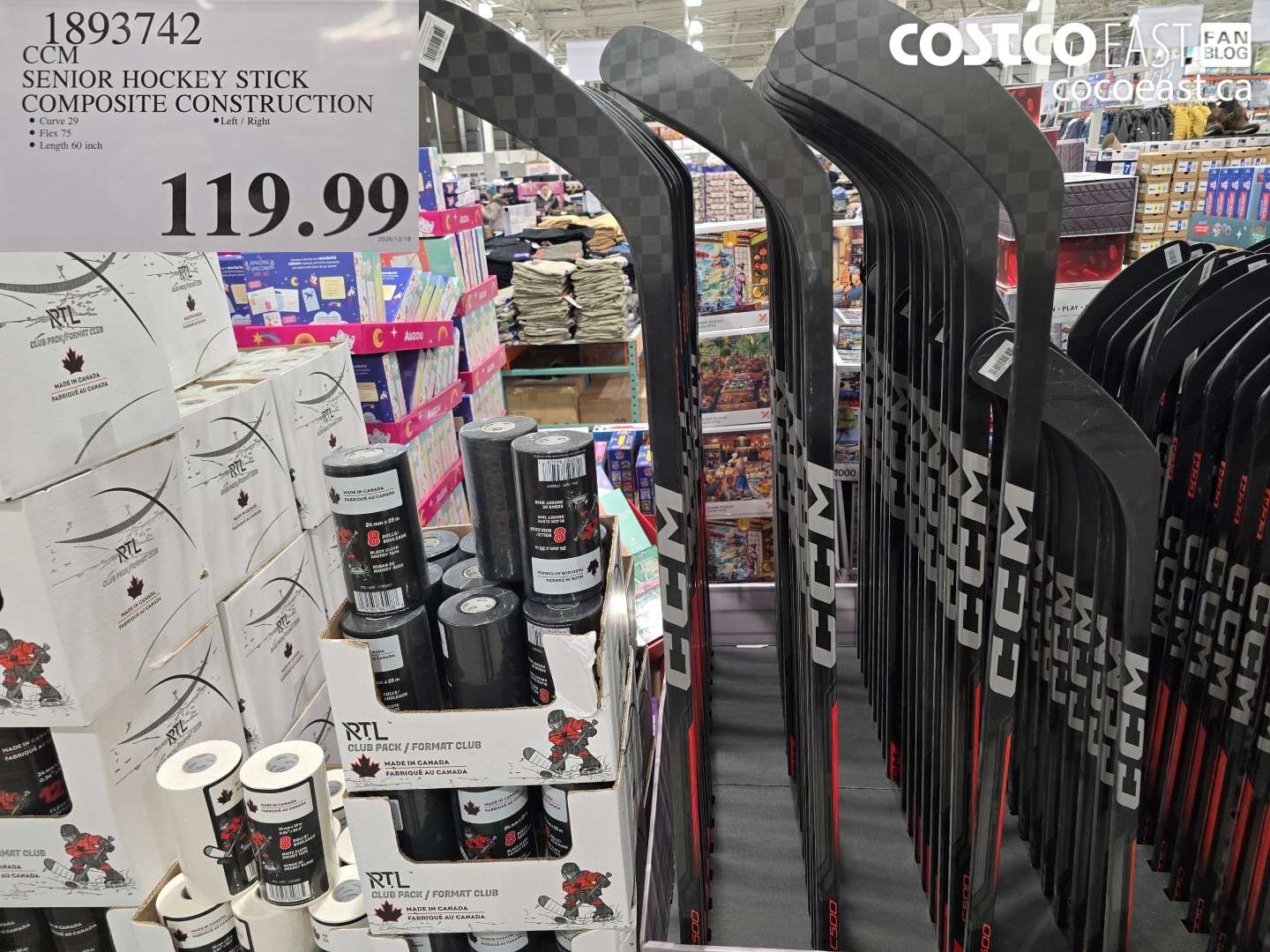 1893742 CCM SENIOR HOCKEY STICK COMPOSITE CONSTRUCTION $119.99