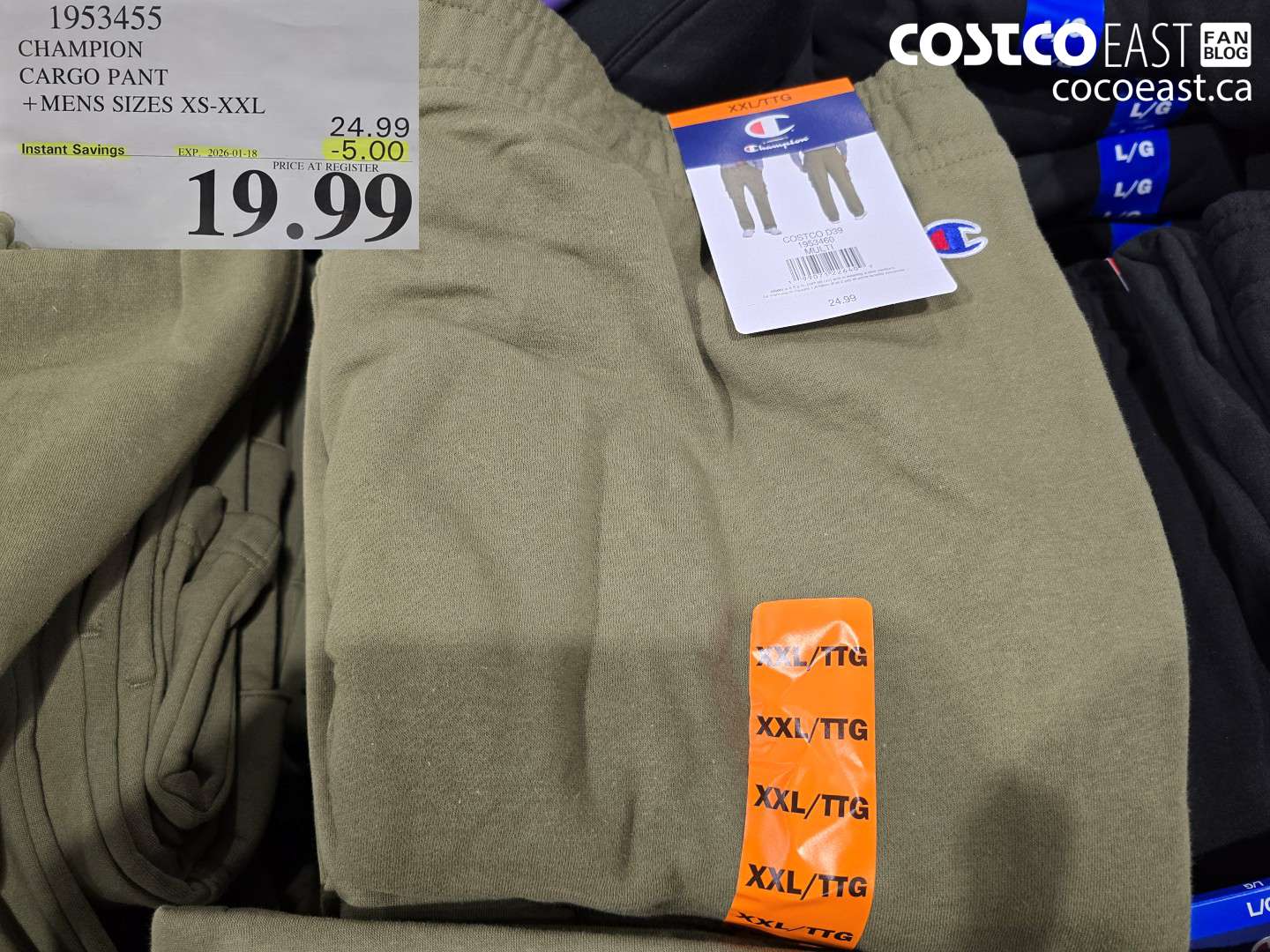 1953455 CHAMPION CARGO PANT +MENS SIZES XS-XXL ($5.00 INSTANT SAVINGS EXPIRES ON 2026-01-18) $19.99