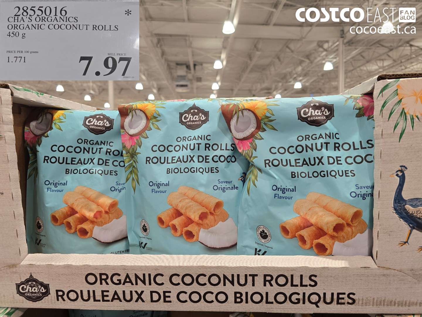 2855016 CHA'S ORGANICS ORGANIC COCONUT ROLLS 450 g $7.97