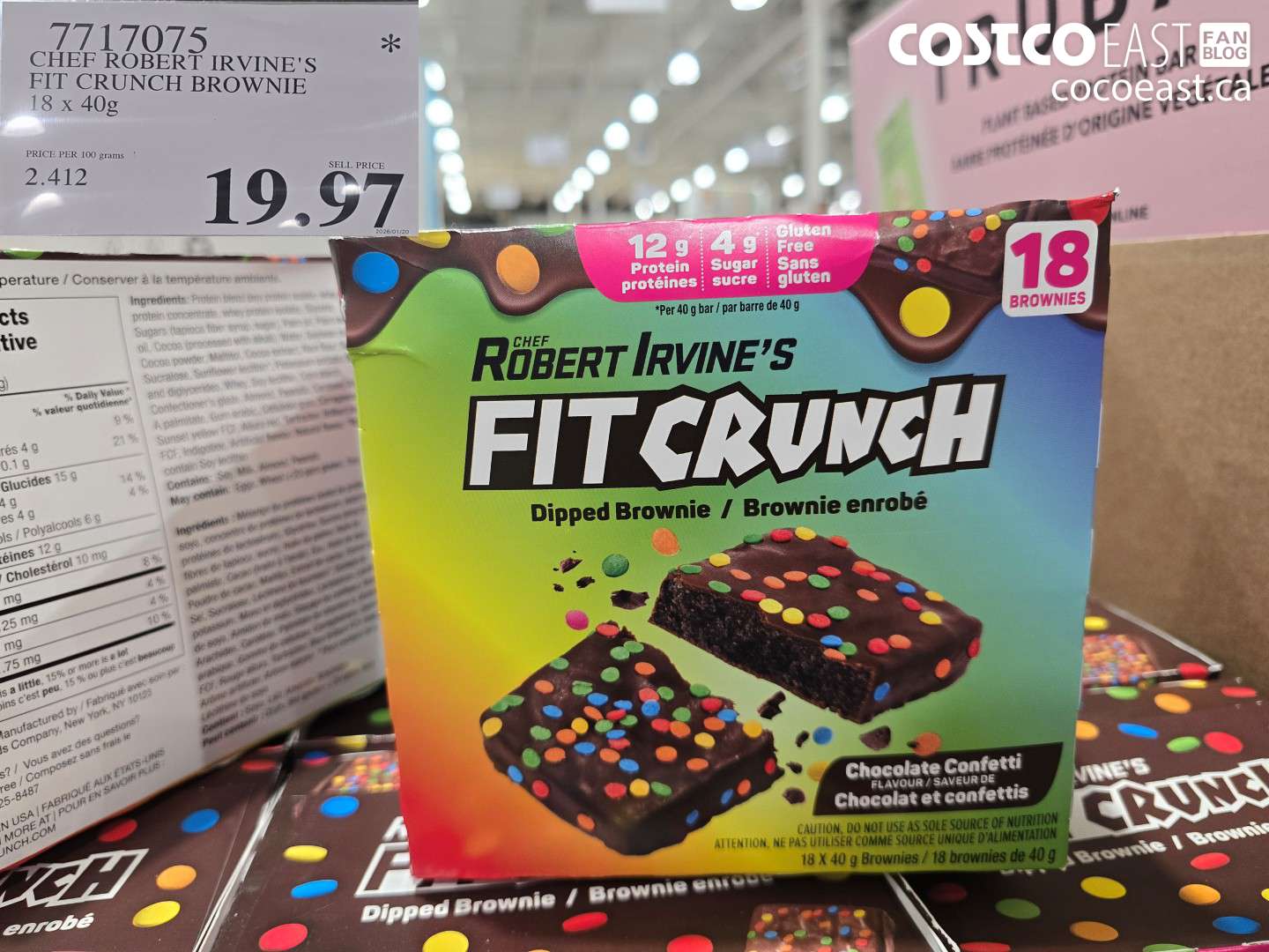 7717075 CHEF ROBERT IRVINE'S FIT CRUNCH BROWNIE 18 x 40G $19.97