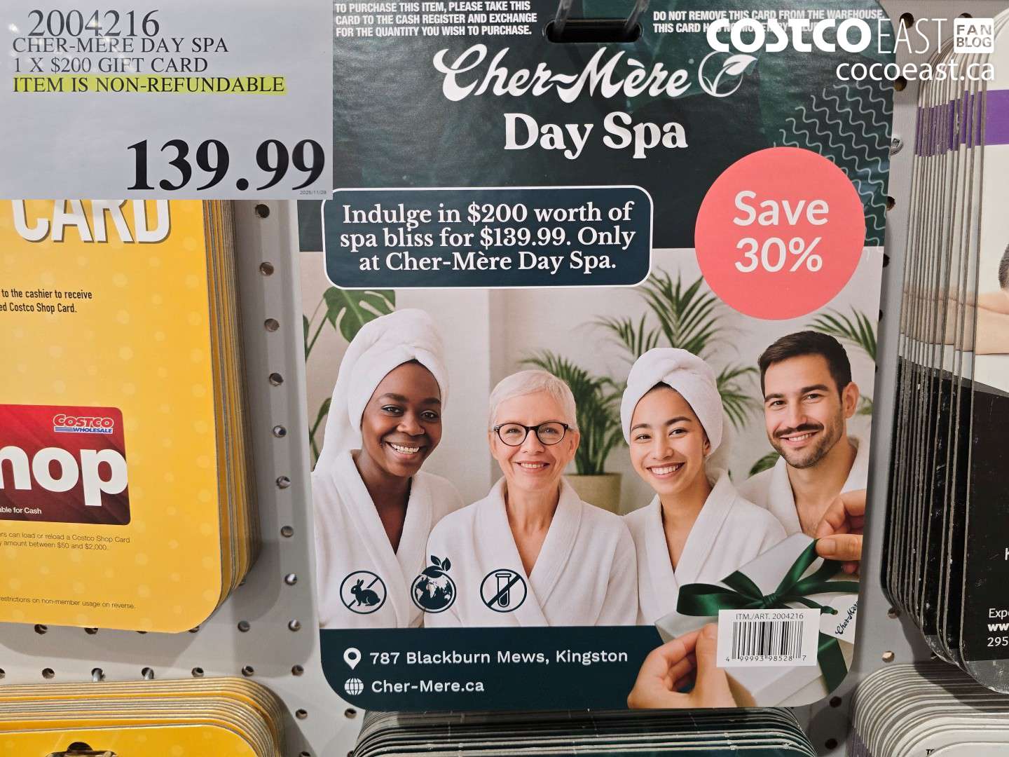 2004216 CHER-MERE DAY SPA 1 X $200 GIFT CARD ITEM IS NON-REFUNDABLE $139.99