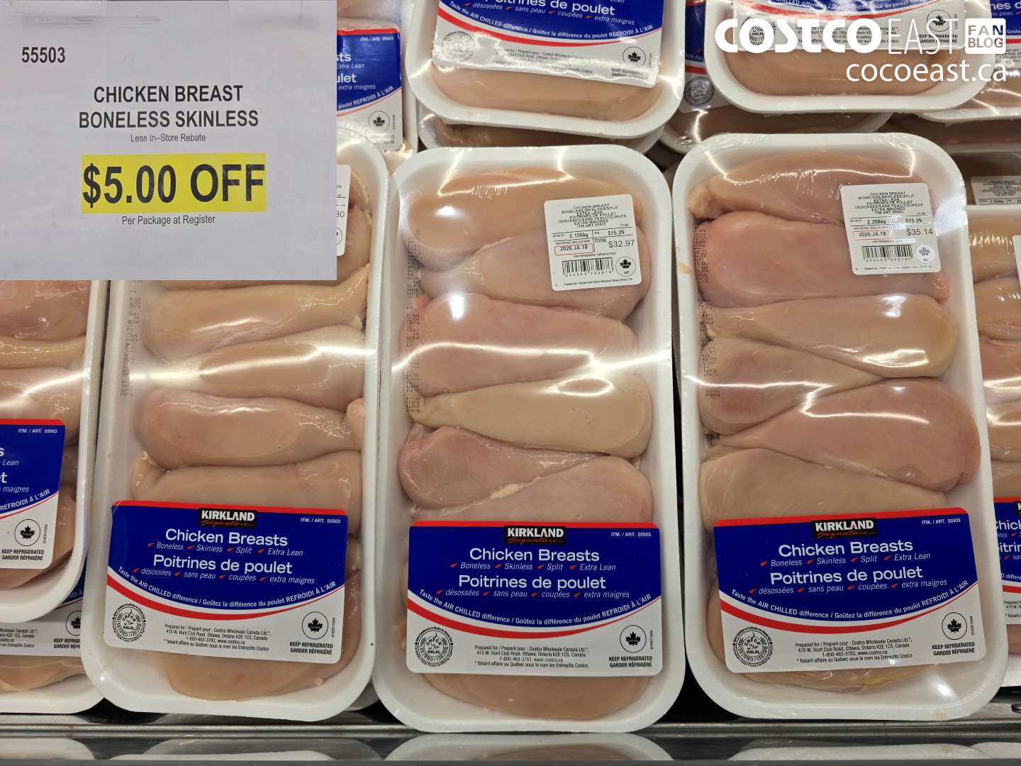 55503 CHICKEN BREASTS BONELESS SKINLESS ($5.00 INSTANT SAVINGS)