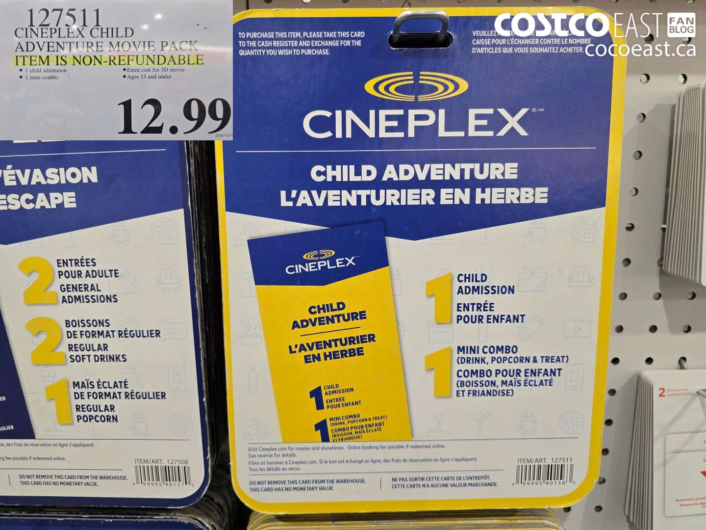 127511 CINEPLEX CHILD ADVENTURE CHILD MOVIE PACK THIS ITEM IS NON-REFUNDABLE $12.99