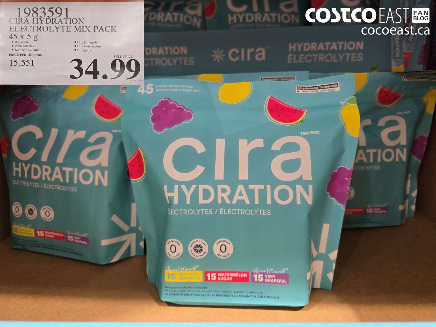 1983591 CIRA HYDRATION ELECTROLYTE MIX PACK 45 x 5 g $34.99