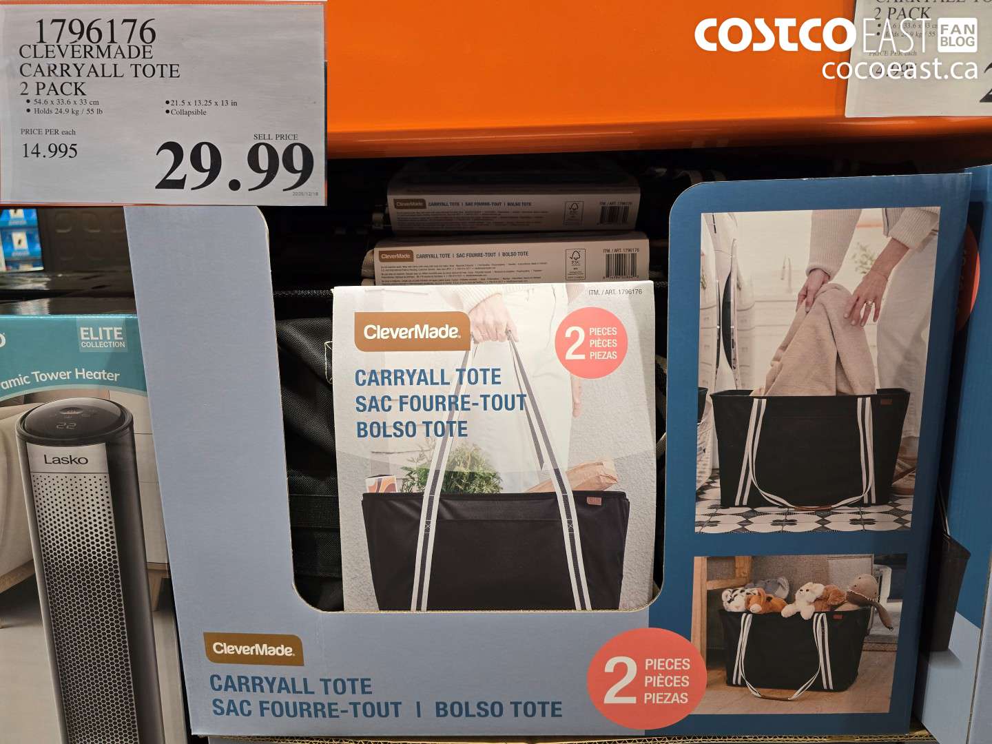 1796176 CLEVERMADE CARRYALL TOTE 2 PACK $29.99