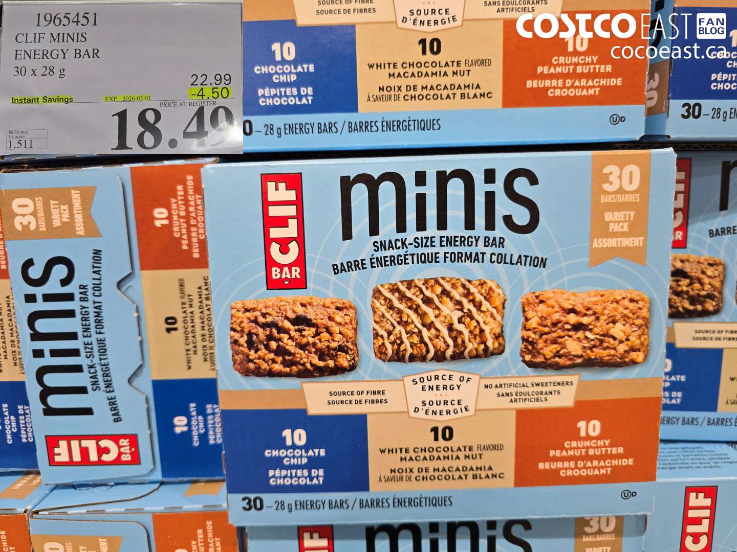1965451 CLIF MINIS ENERGY BAR 30 X 28 G ($4.50 INSTANT SAVINGS EXPIRES ON 2026-02-01) $18.49