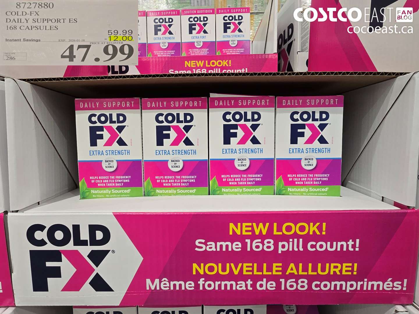 8727880 COLD-FX DAILY SUPPORT ES 168 CAPSULES ($12.00 INSTANT SAVINGS EXPIRES ON 2026-01-18) $47.99