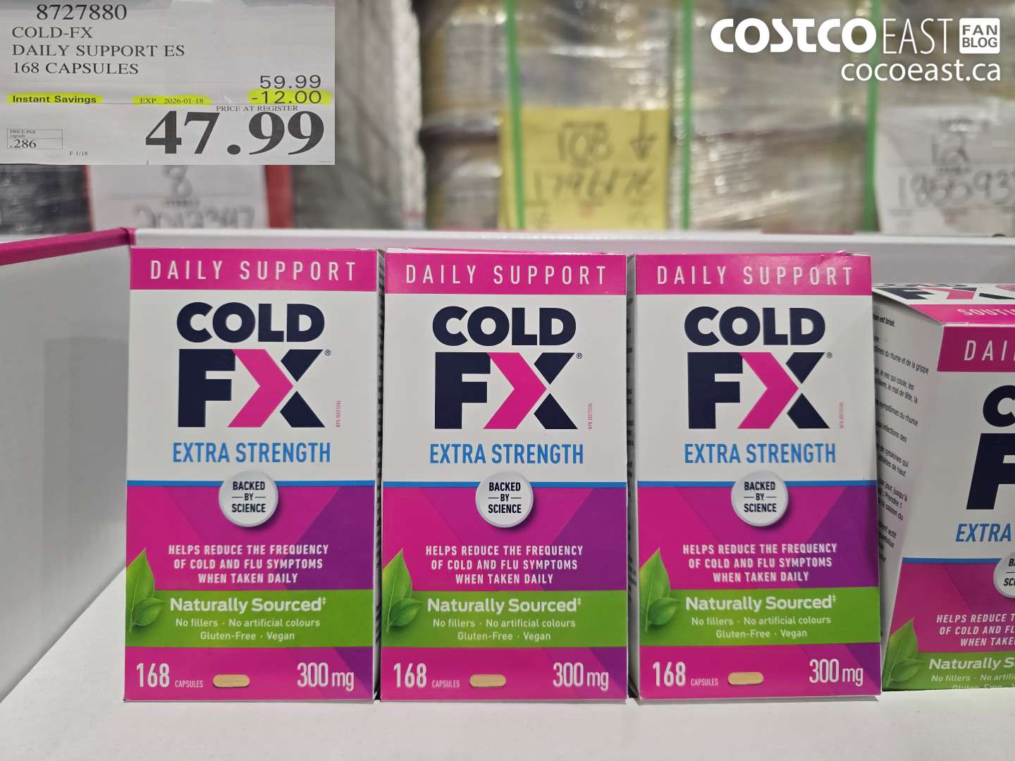 8727880 COLD-FX DAILY SUPPORT ES 168 CAPSULES ($12.00 INSTANT SAVINGS EXPIRES ON 2026-01-18) $47.99
