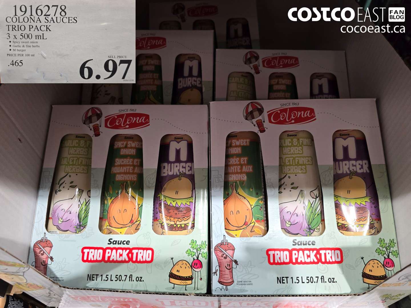 1916278 COLONA SAUCES TRIO PACK 3 x 500 mL $6.97