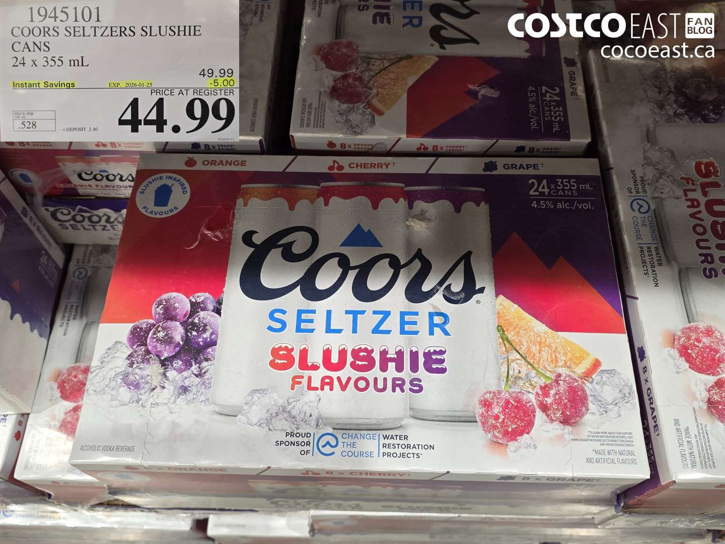 1945101 COORS SELTZERS SLUSHIE CANS 24 X 355 mL ($5.00 INSTANT SAVINGS EXPIRES ON 2026-01-25) $44.99