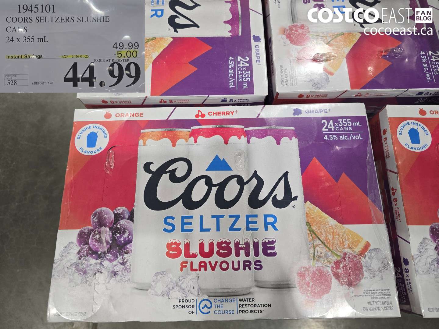 1945101 COORS SELTZERS SLUSHIE CANS 24 X 355 mL ($5.00 INSTANT SAVINGS EXPIRES ON 2026-01-25) $44.99