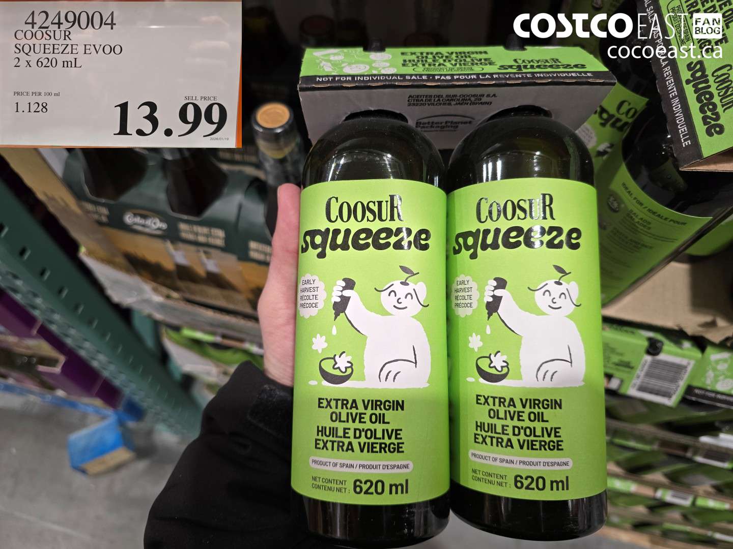 4249004 COOSUR SQUEEZE EVOO 2 X 620 ML $13.99
