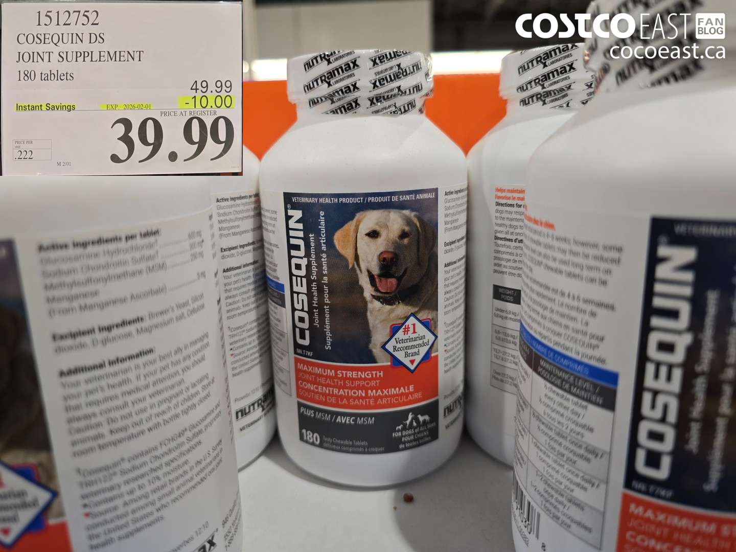 1512752 COSEQUIN DS JOINT SUPPLEMENT 180 TABLETS ($10.00 INSTANT SAVINGS EXPIRES ON 2026-02-01) $39.99