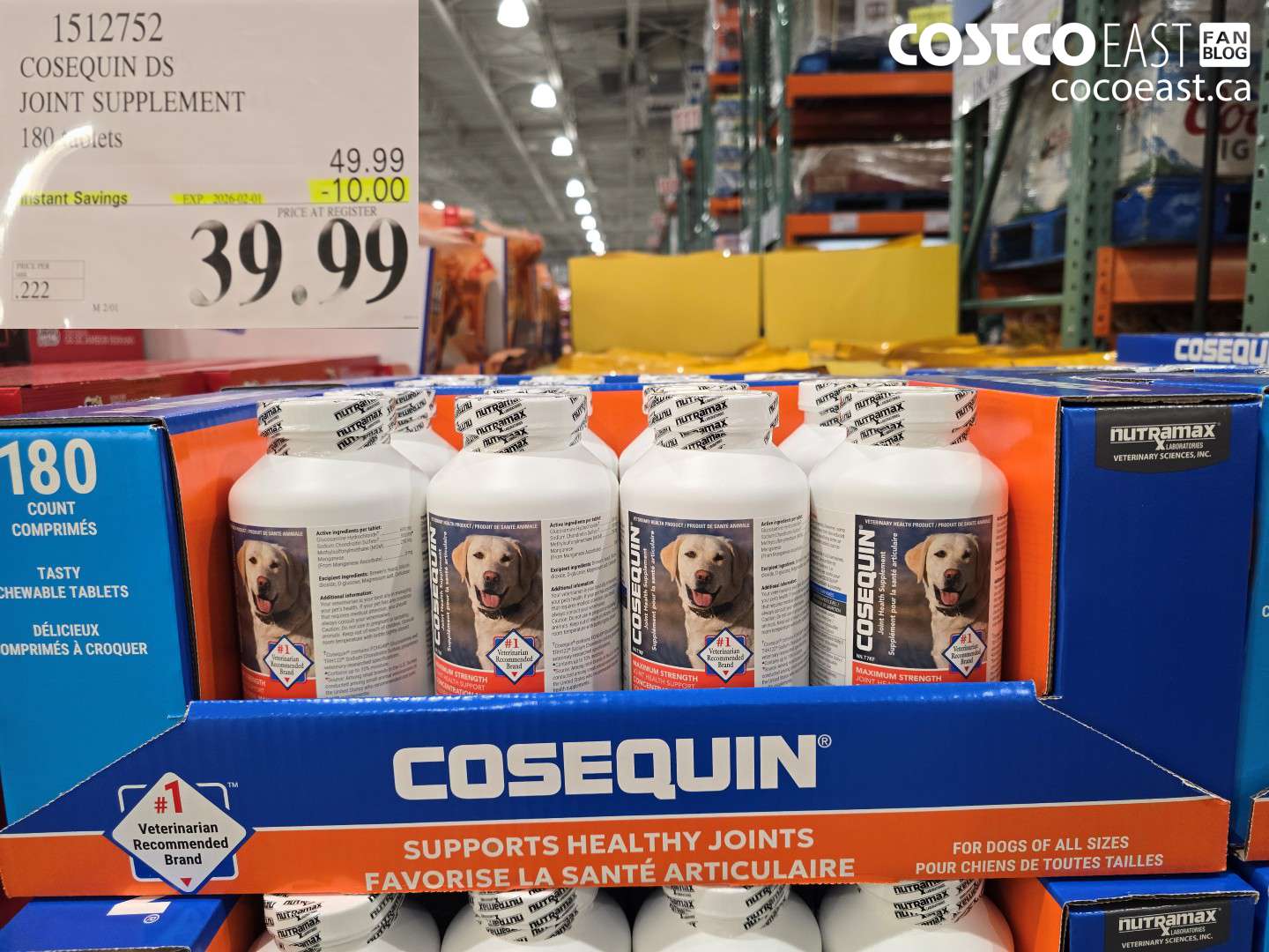 1512752 COSEQUIN DS JOINT SUPPLEMENT 180 TABLETS ($10.00 INSTANT SAVINGS EXPIRES ON 2026-02-01) $39.99