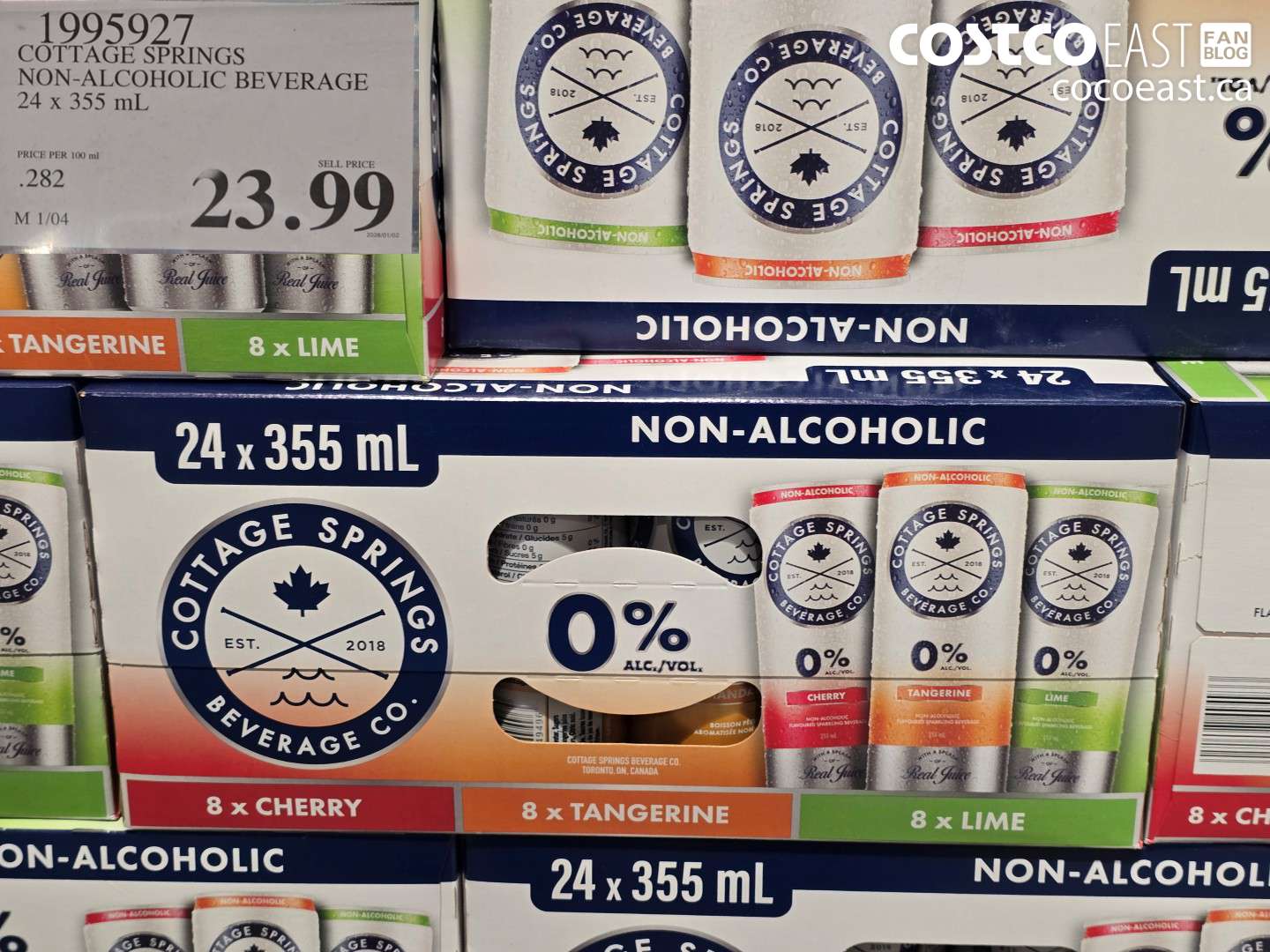 1995927 COTTAGE SPRINGS NON-ALCOHOLIC BEVERAGE 24 x 355 mL $23.99