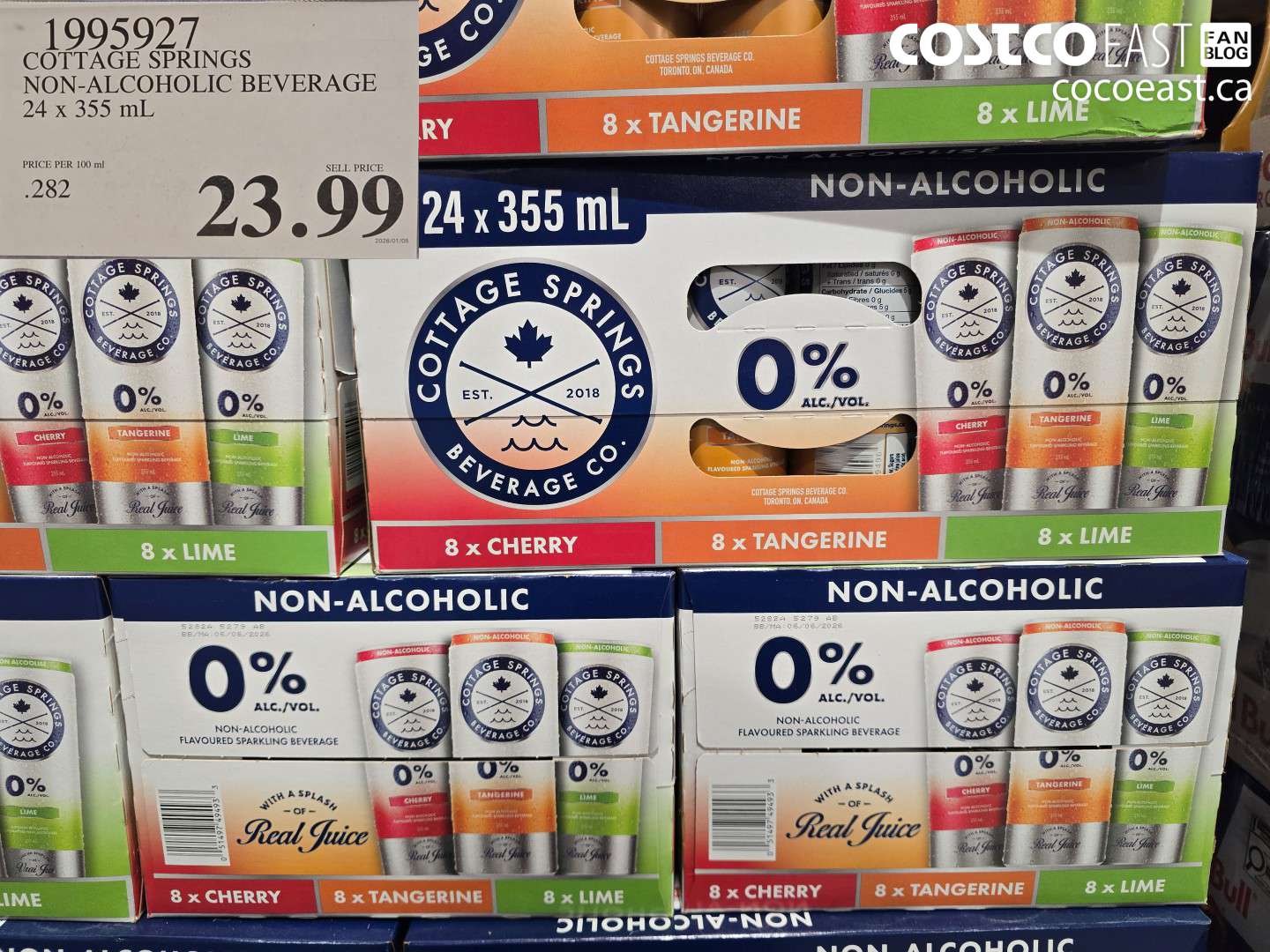 1995927 COTTAGE SPRINGS NON-ALCOHOLIC BEVERAGE 24 x 355 mL $23.99