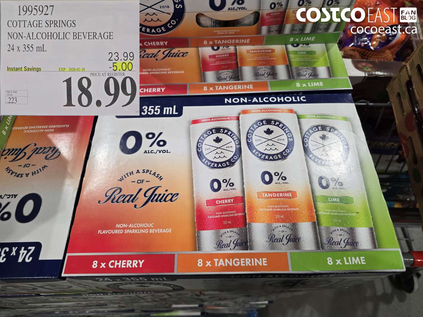 1995927 COTTAGE SPRINGS NON-ALCOHOLIC BEVERAGE 24 x 355 mL ($5.00 INSTANT SAVINGS EXPIRES ON 2026-01-18) $18.99